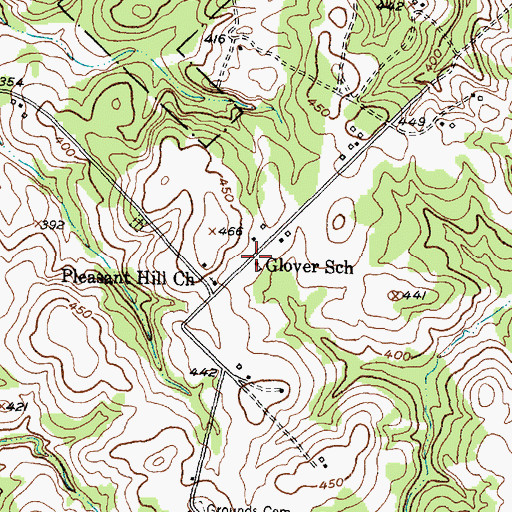 Topographic Map of Glover School, TX