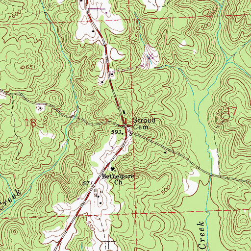 Topographic Map of Strouds Cross Road, AL