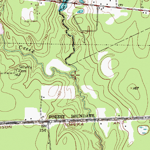 Topographic Map of Lawrence Creek, TX