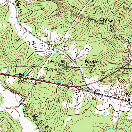 Topographic Map of Liberty Hill Cemetery, TX