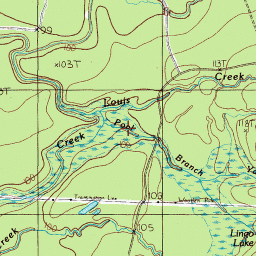 Topographic Map of Louis Creek, TX