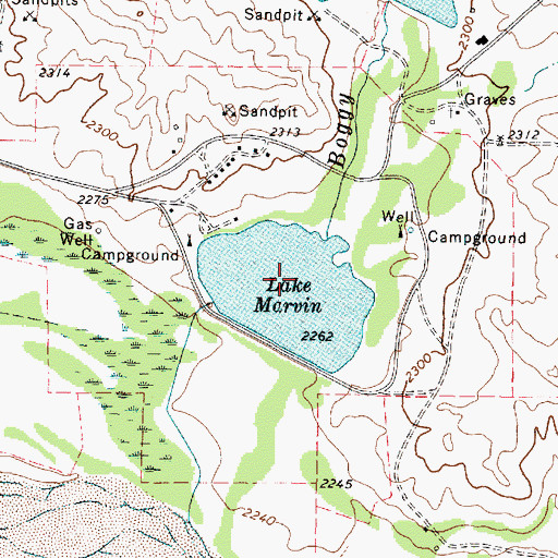 Topographic Map of Lake Marvin, TX