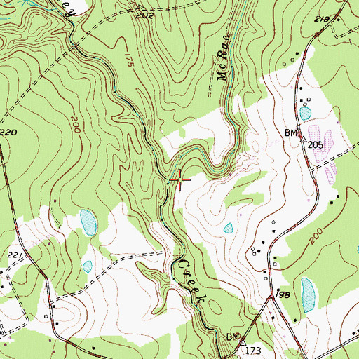 Topographic Map of McRae Creek, TX
