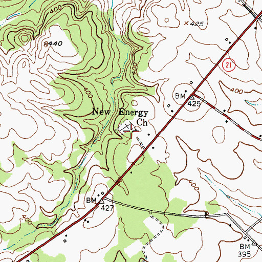Topographic Map of New Energy Church, TX