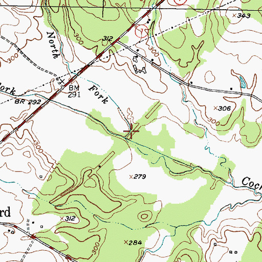 Topographic Map of North Fork Cochino Bayou, TX