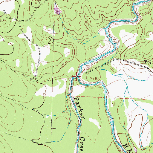 Topographic Map of Parker Creek, TX