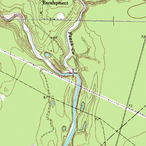 Topographic Map of Peach Creek, TX