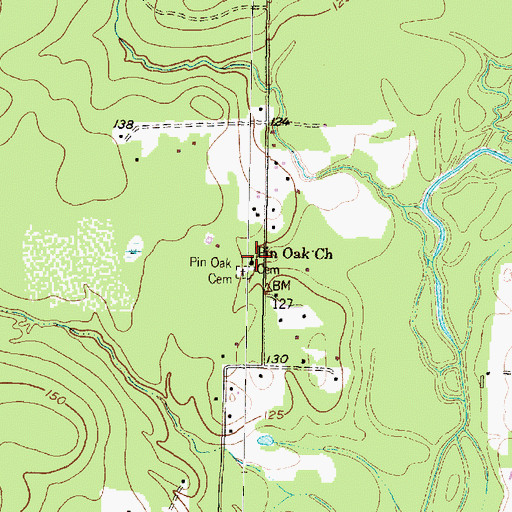 Topographic Map of Pin Oak Church, TX