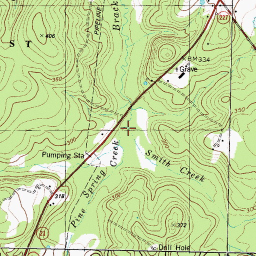 Topographic Map of Pine Spring Creek, TX