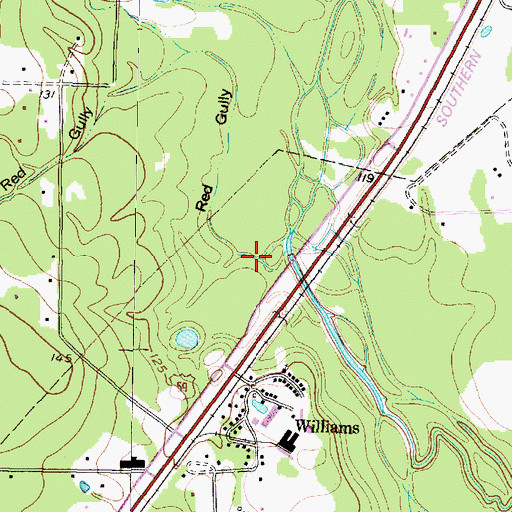 Topographic Map of Red Gully, TX