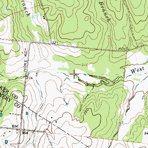 Topographic Map of Rocky Branch, TX