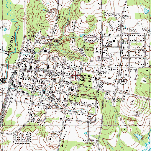 Topographic Map of San Augustine, TX