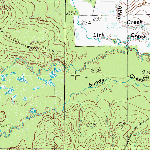 Topographic Map of Sandy Creek, TX