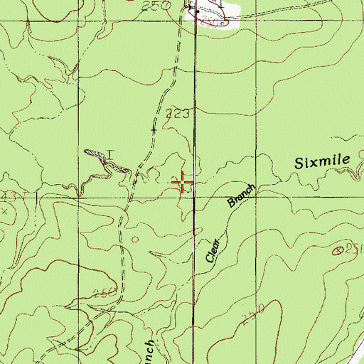 Topographic Map of Sixmile Creek, TX