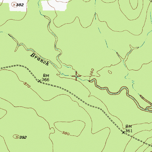 Topographic Map of Smith Branch, TX