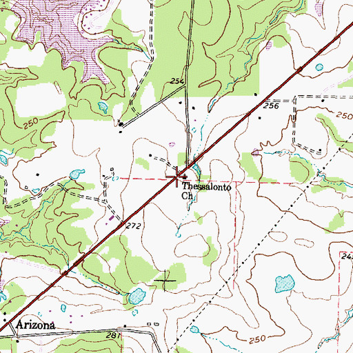Topographic Map of Thessalonto Church, TX