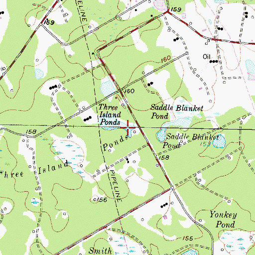 Topographic Map of Three Island Ponds, TX