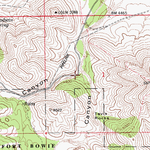 Topographic Map of Willow Gulch Canyon, AZ