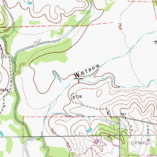 Topographic Map of Twin Pond Creek, TX