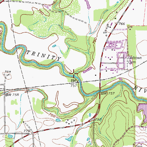 Topographic Map of Village Creek, TX