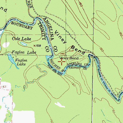 Topographic Map of Viney Bend, TX