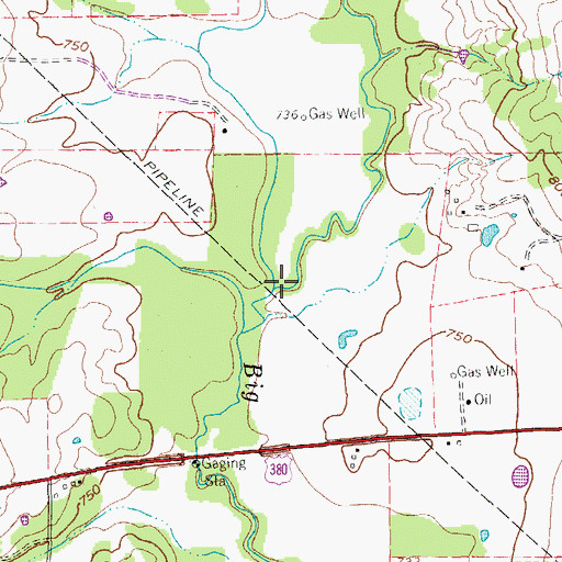 Topographic Map of Watson Branch, TX