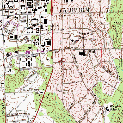 Topographic Map of Trinity Lutheran Church, AL