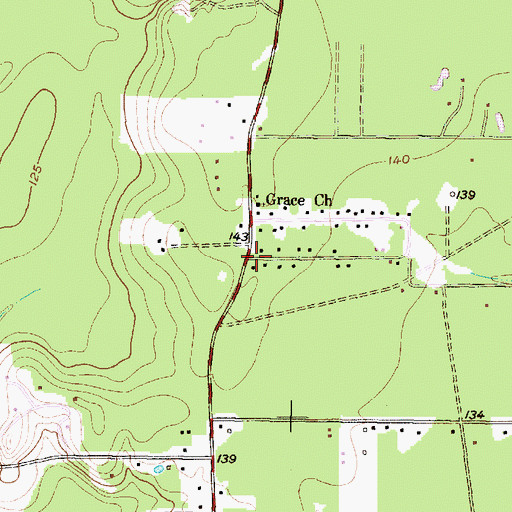 Topographic Map of Grace, TX