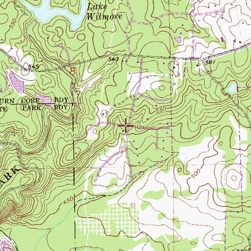 Topographic Map of Twin Creeks, AL