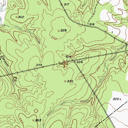 Topographic Map of Davy Crockett National Forest, TX