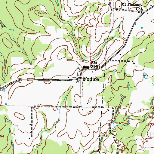 Topographic Map of Fodice Marker, TX