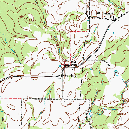 Topographic Map of Fodice Community Center, TX