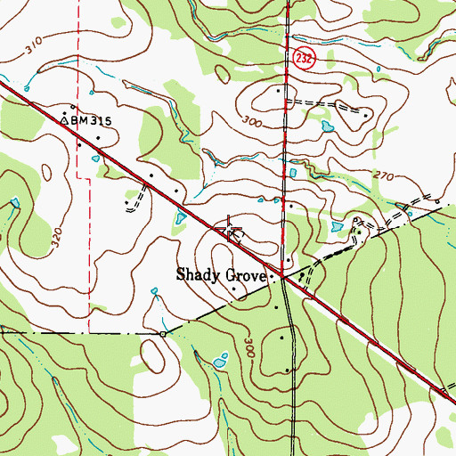 Topographic Map of Shady Grove Cemetery, TX