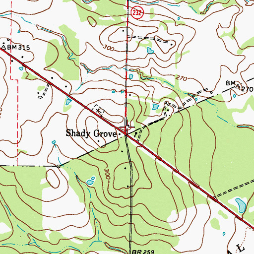 Topographic Map of Shady Grove School (historical), TX