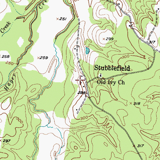 Topographic Map of Stubblefield Baptist Church (historical), TX