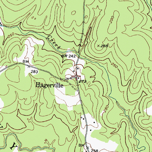 Topographic Map of Hagerville School, TX