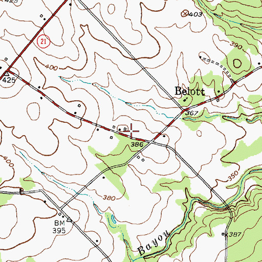 Topographic Map of Belott Woodmen of the World Lodge, TX