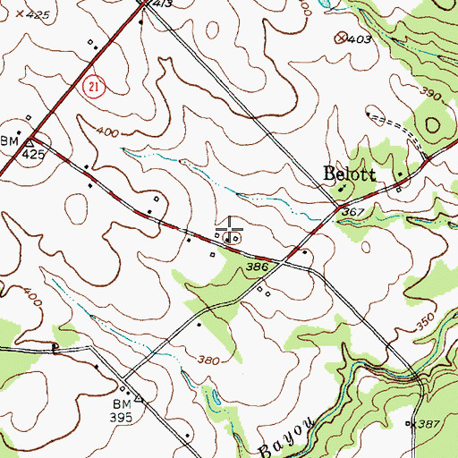 Topographic Map of Belott Masonic Lodge, TX