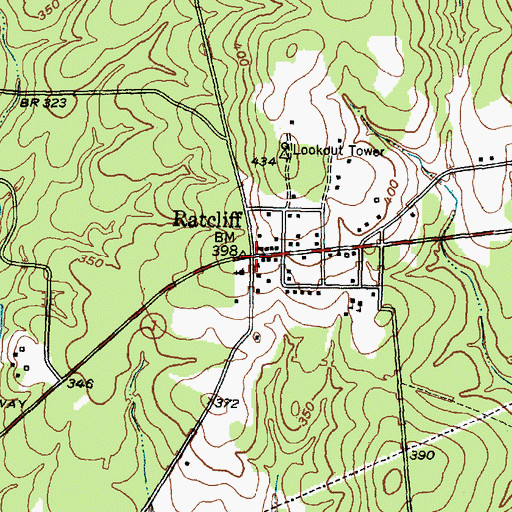 Topographic Map of Ratcliff Baptist Church, TX