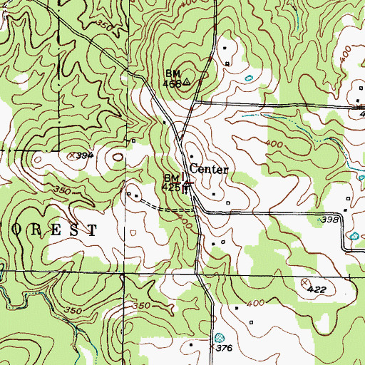 Topographic Map of Center Hill Methodist Church, TX