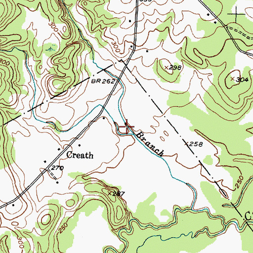 Topographic Map of Wilcox Branch and Chinquapin Merge, TX