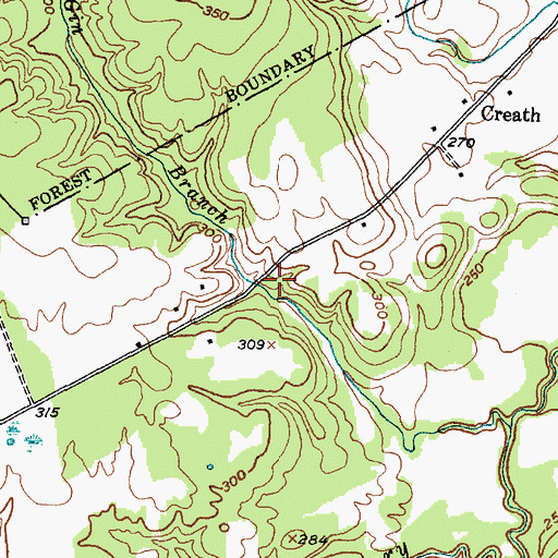 Topographic Map of Moffit Creath Cemetery, TX