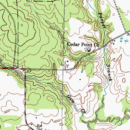 Topographic Map of Bethel Methodist Church, TX