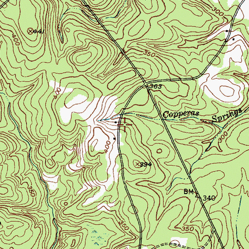 Topographic Map of Copperas Springs Missionary Baptist Church, TX