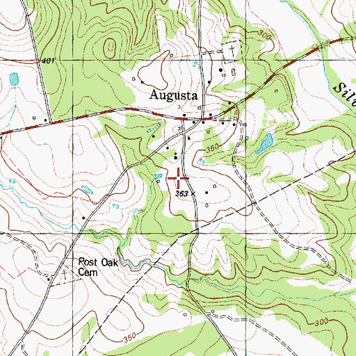 Topographic Map of Augusta Male and Female Academy, TX