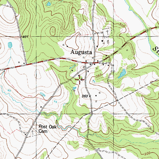 Topographic Map of Augusta Community Christian Church, TX