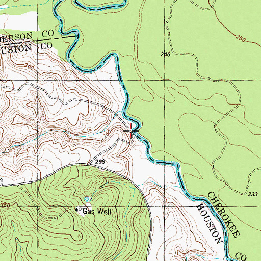 Topographic Map of Bodenhamer Ferry (historical), TX