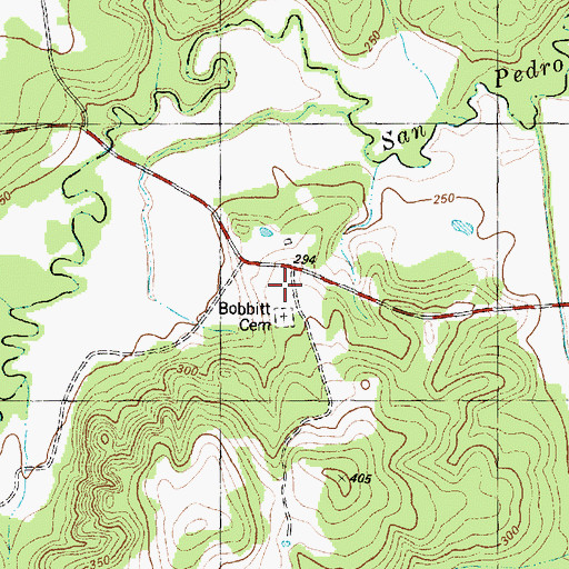 Topographic Map of Bobbittville (historical), TX