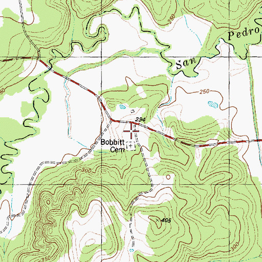 Topographic Map of Bobbittville (historical), TX