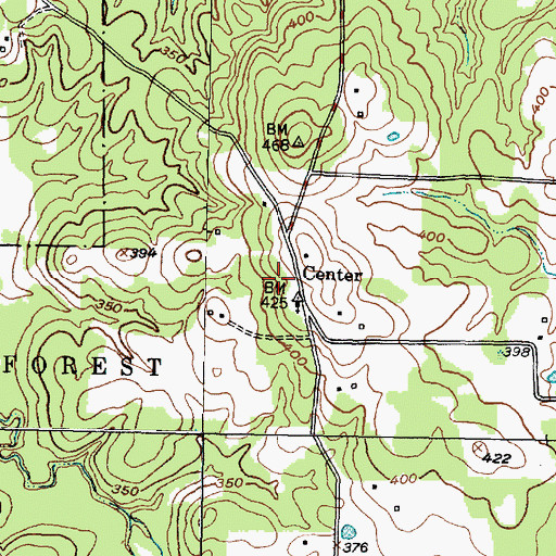 Topographic Map of Center Hill, TX